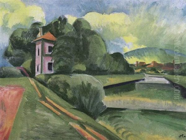Am Ufer Des Arno Oil Painting by Max Pechstein