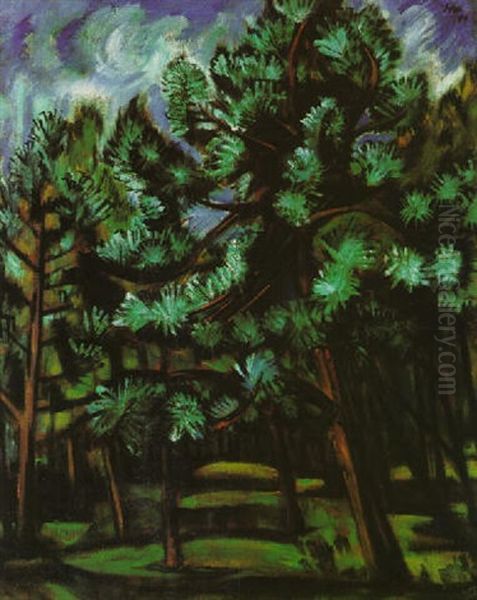 Kiefernwald Nach Dem Regen Oil Painting by Max Pechstein