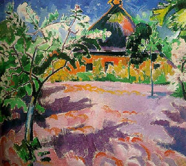 Fruhlingsblute Ii/ratzburg (spring Blossom Ii/ratzburg) Oil Painting by Max Pechstein