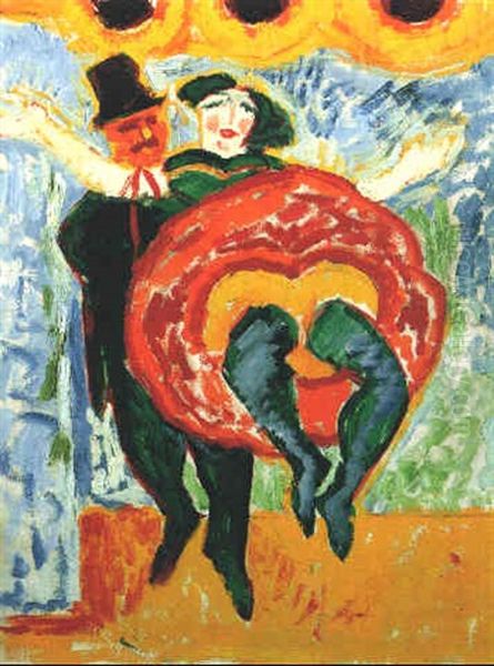 Tanzerpaar Oil Painting by Max Pechstein