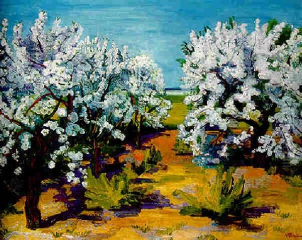 Landschaft Mit Apfelbaeumen Oil Painting by Max Pechstein