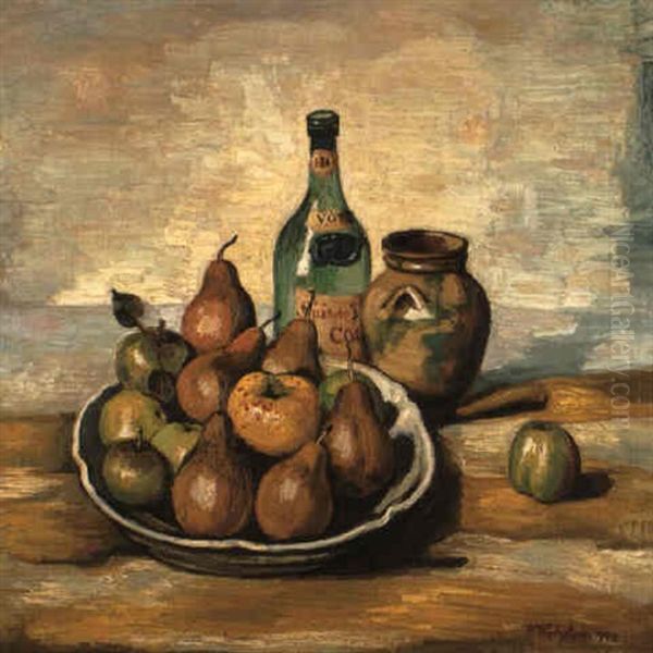 Stilleben, Birnen Und Apfel Oil Painting by Max Pechstein