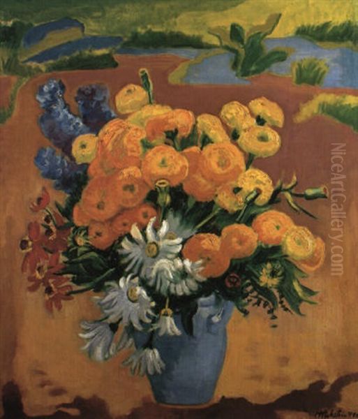 Herbstblumen Oil Painting by Max Pechstein