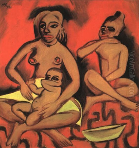 Palau Familie Oil Painting by Max Pechstein