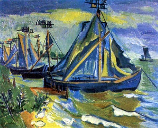 Keitelkahne In Nidden Oil Painting by Max Pechstein
