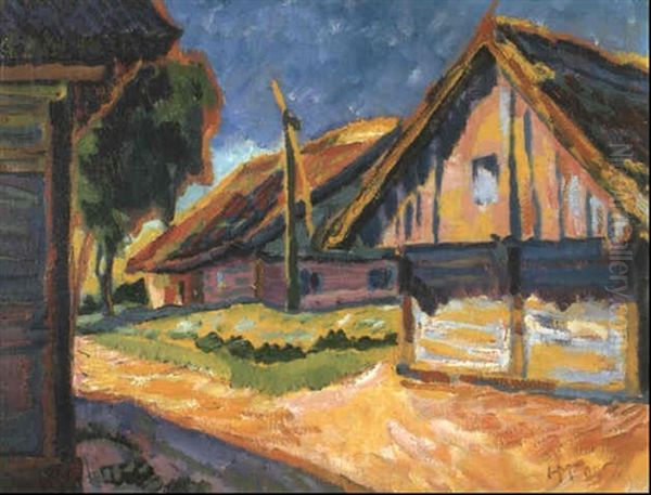 Hutten Oil Painting by Max Pechstein