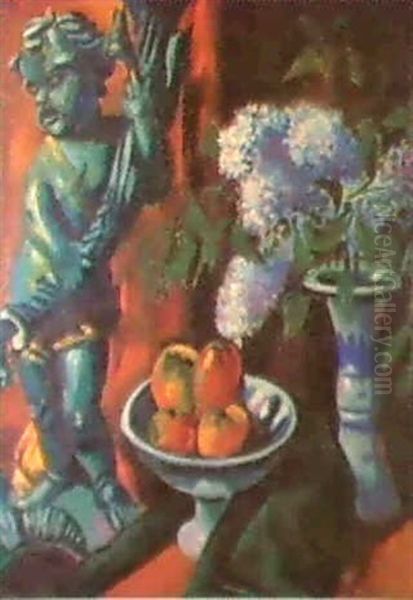 Stilleben Mit Flieder Oil Painting by Max Pechstein