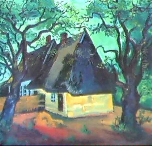 Pom. Fischerkaten Oil Painting by Max Pechstein