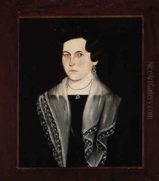 A Portrait Of Phebe Pitts Of Salisbury, Vermont Oil Painting by Sheldon Peck