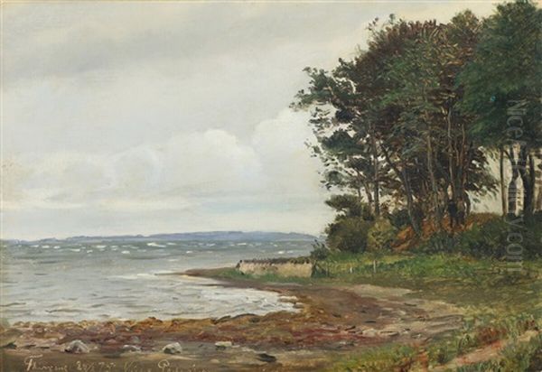 Coastal Scenery Oil Painting by Viggo Christian Frederick Pedersen