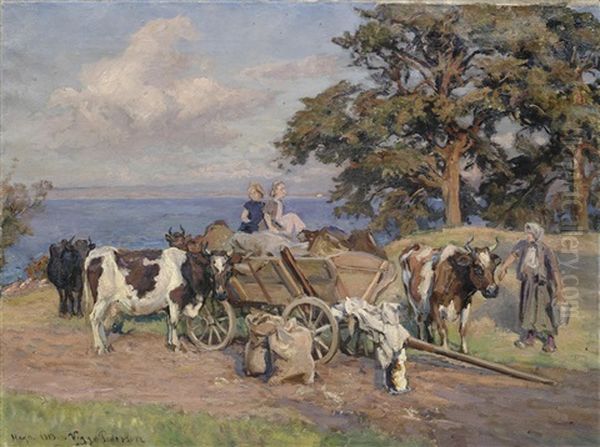 A Moment's Rest Oil Painting by Viggo Christian Frederick Pedersen