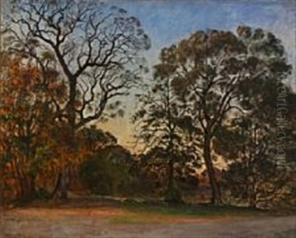 An October Evening In Fredensborg, Denmark Oil Painting by Viggo Christian Frederick Pedersen