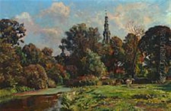 Porttarnet Pa Frederiksborg Oil Painting by Viggo Christian Frederick Pedersen