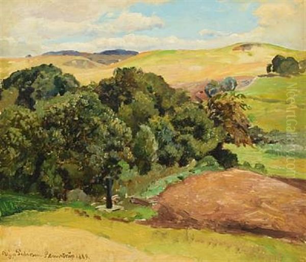 Danish Summerlandscape Oil Painting by Viggo Christian Frederick Pedersen