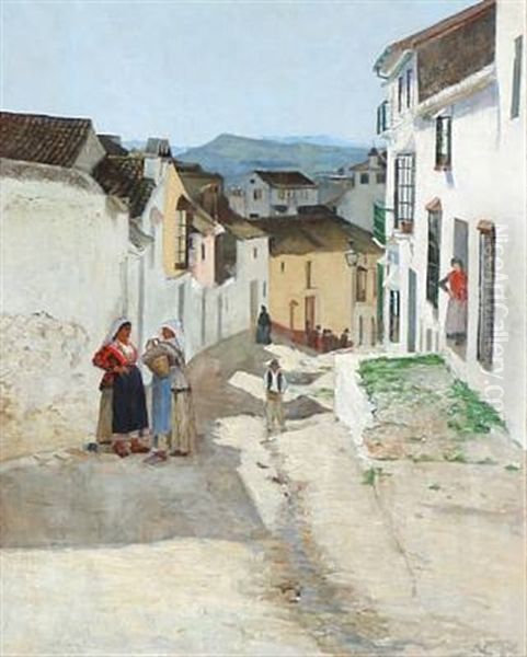 Street View From Southern Europe Oil Painting by Viggo Christian Frederick Pedersen