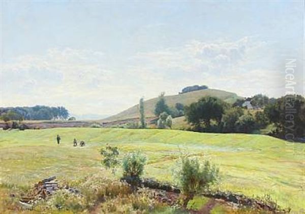 Danish Summer Landscape Oil Painting by Viggo Christian Frederick Pedersen