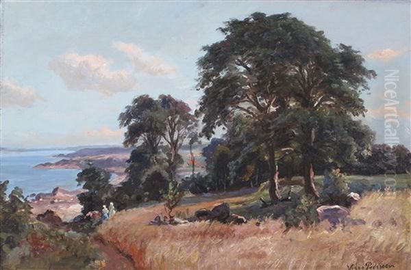 Summer Day In Arildsleje Near Kullen, Sweden Oil Painting by Viggo Christian Frederick Pedersen