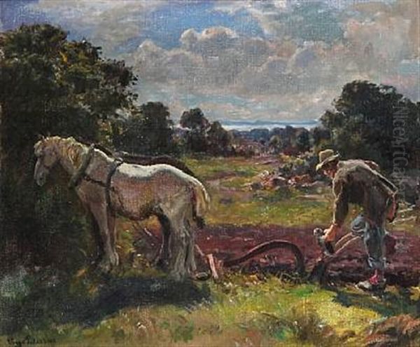 Hvil Under Plojningen Oil Painting by Viggo Christian Frederick Pedersen