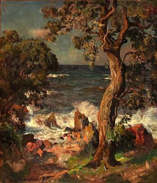 Stormy Weather At Strandhagen, Kullen In Swedenm Oil Painting by Viggo Christian Frederick Pedersen