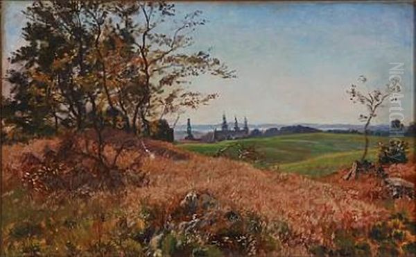 View Towards Frederiksborg Castle, Denmark Oil Painting by Viggo Christian Frederick Pedersen