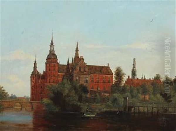 View Of Frederiksborg Castle Oil Painting by Viggo Christian Frederick Pedersen