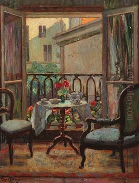Interior Oil Painting by Viggo Christian Frederick Pedersen