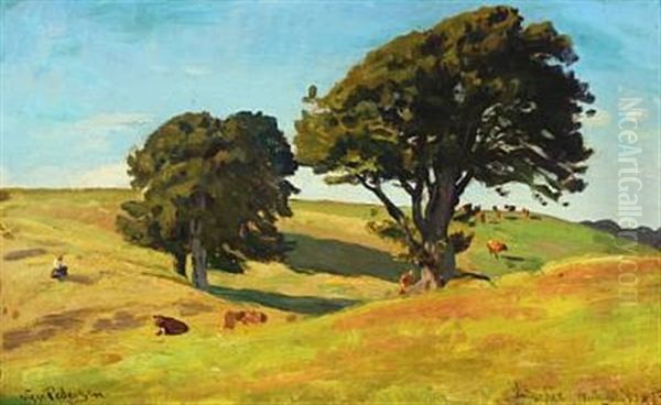Summer Day At Lisedal Near Torbenfeld, Denmark Oil Painting by Viggo Christian Frederick Pedersen