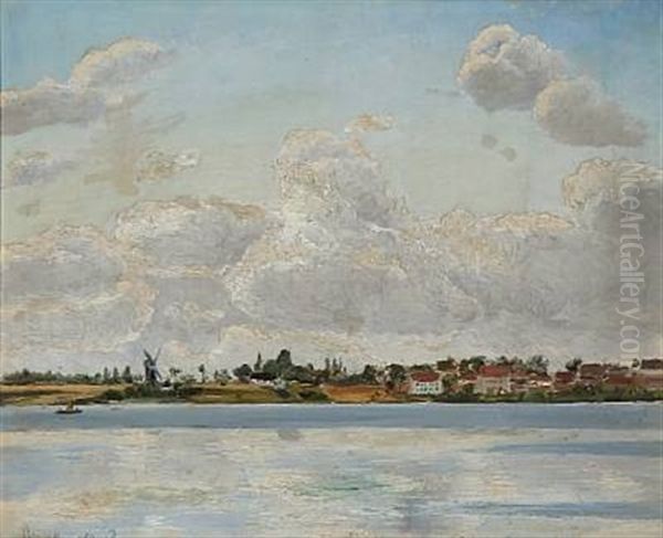 Coastal Scene From Skaelskor, Denmark Oil Painting by Viggo Christian Frederick Pedersen