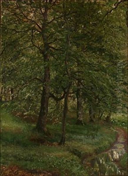 Summer Day In A Forest Oil Painting by Viggo Christian Frederick Pedersen
