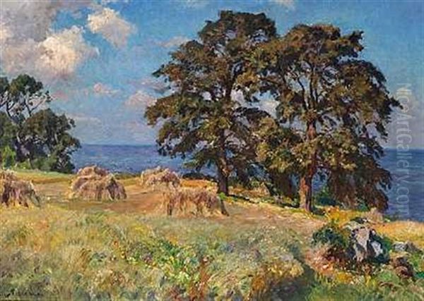Elmegruppe Oil Painting by Viggo Christian Frederick Pedersen