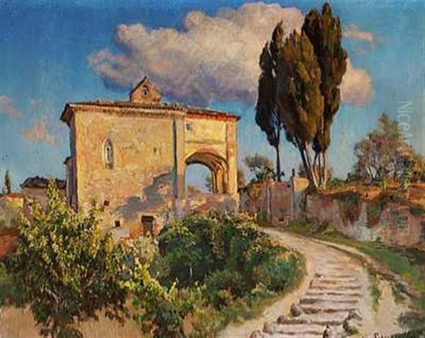 Gadeparti Fra Volterra Oil Painting by Viggo Christian Frederick Pedersen