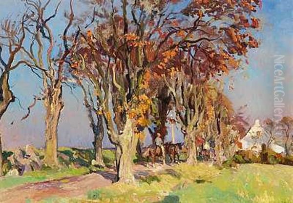 Alleen Til Aunsogaard Oil Painting by Viggo Christian Frederick Pedersen