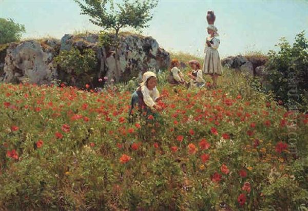 Valmuer, Sora Oil Painting by Viggo Christian Frederick Pedersen