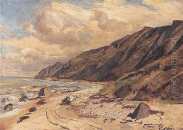 Stranden Under Klinterne Ost For Tisvilde Oil Painting by Viggo Christian Frederick Pedersen