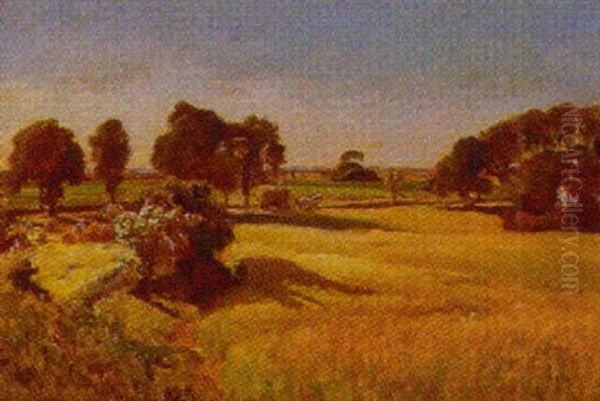 Hostlandskab Oil Painting by Viggo Christian Frederick Pedersen