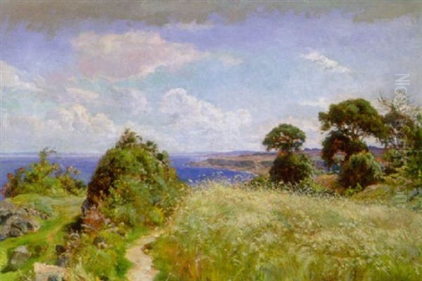 Svensk Kystparti Oil Painting by Viggo Christian Frederick Pedersen