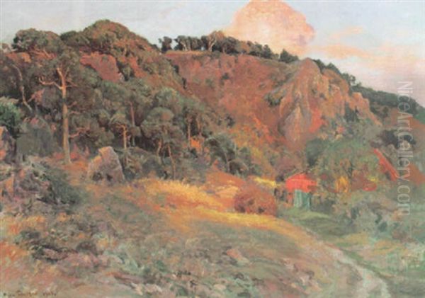 Prachtvoll Beleuchtete Abendlandschaft Oil Painting by Viggo Christian Frederick Pedersen