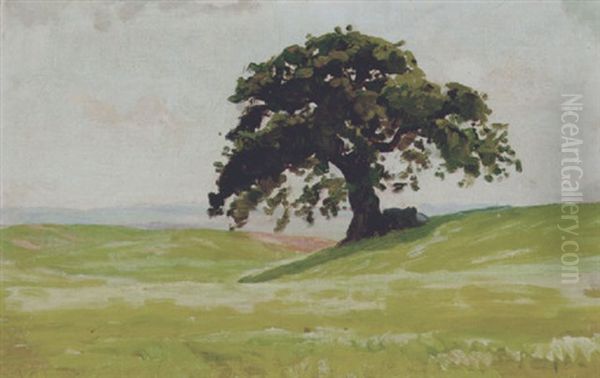 Fritstaende Eg Oil Painting by Viggo Christian Frederick Pedersen