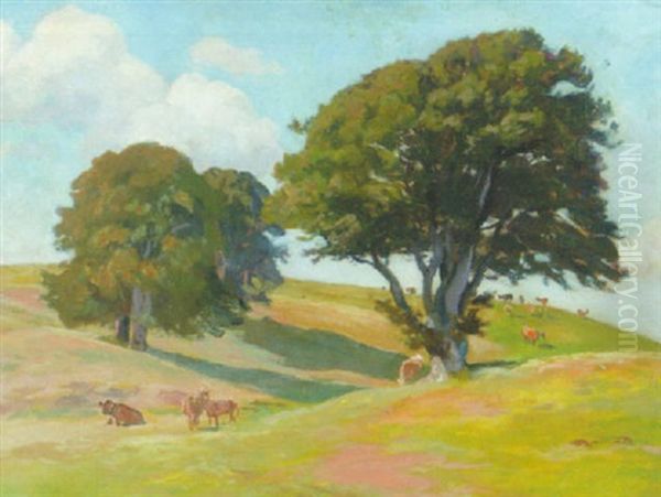 Store Fritvoksende Boge, Lisedal Ved Torbendal, Skamstrup Oil Painting by Viggo Christian Frederick Pedersen