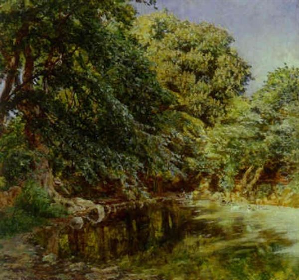 Andedam Under Hoje Traeer Oil Painting by Viggo Christian Frederick Pedersen