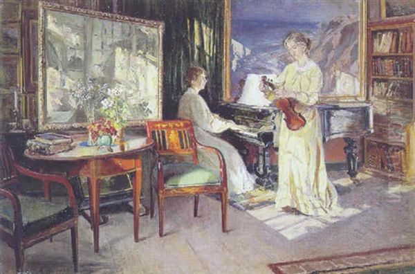 Sol Og Toner. Interior Fra Kunstnerens Hjem Oil Painting by Viggo Christian Frederick Pedersen