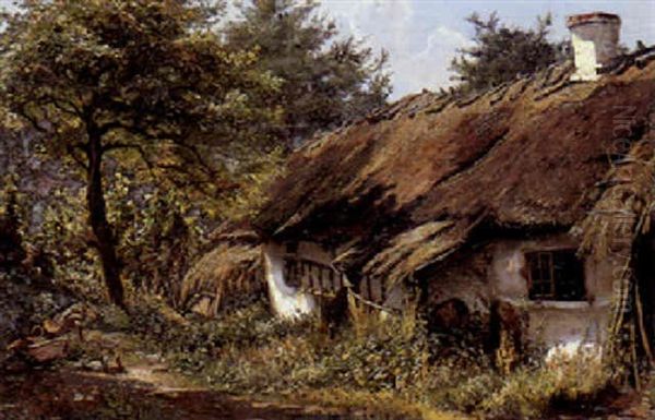 Bag Et Gammelt Bondehus Oil Painting by Viggo Christian Frederick Pedersen