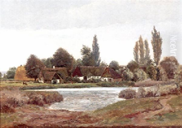 Udsigt Til En Gard Oil Painting by Viggo Christian Frederick Pedersen