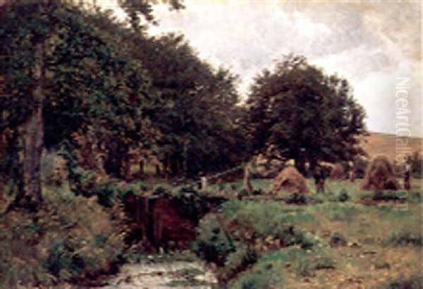 Hostfolk Ved Frydendal Oil Painting by Viggo Christian Frederick Pedersen