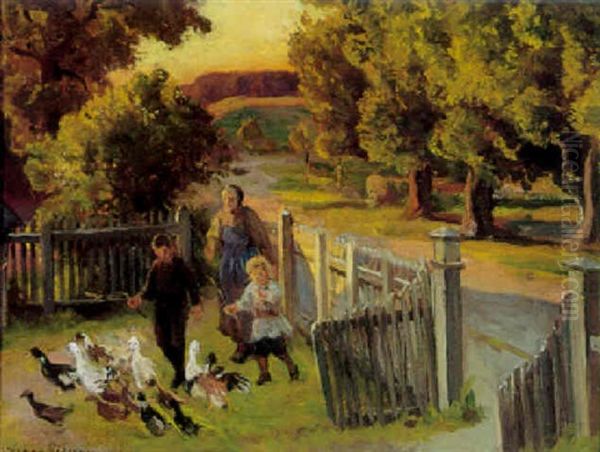 Gaessene Drivers Hjem Oil Painting by Viggo Christian Frederick Pedersen