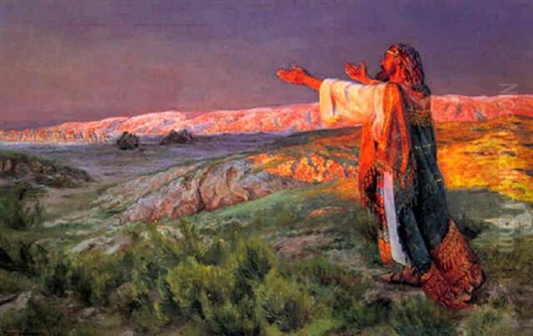 Isak Per Rebekka Homme Oil Painting by Viggo Christian Frederick Pedersen