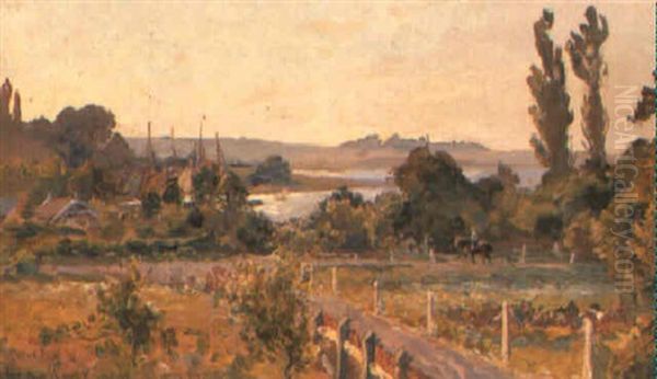 A Vegetable Garden Near Roskild Fjerd Oil Painting by Viggo Christian Frederick Pedersen