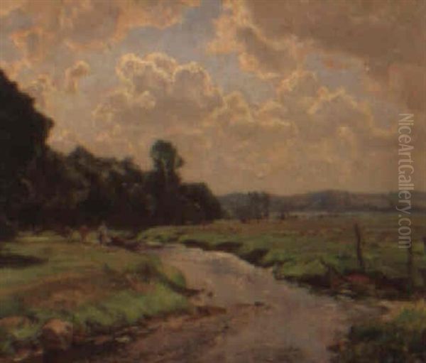 Stille Sommerdag Ved Aen Oil Painting by Viggo Christian Frederick Pedersen