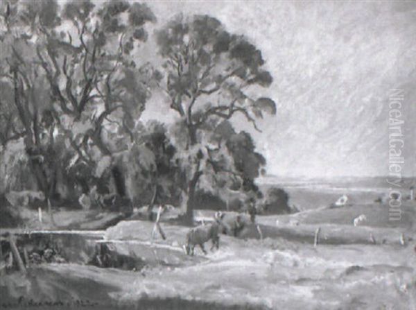 Landschaft Mit Weidendem Vieh Oil Painting by Viggo Christian Frederick Pedersen