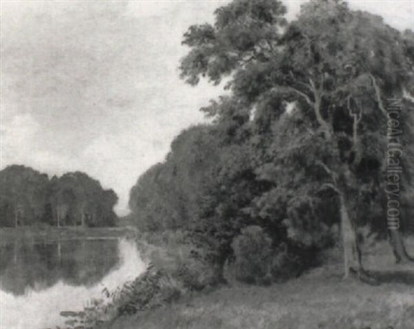 Abendstimmung Am Waldsee Oil Painting by Viggo Christian Frederick Pedersen